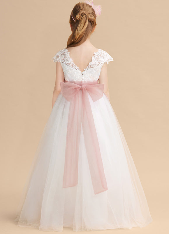 Robe Pastel Blanche Avec Ceinture Rose - gallery 2