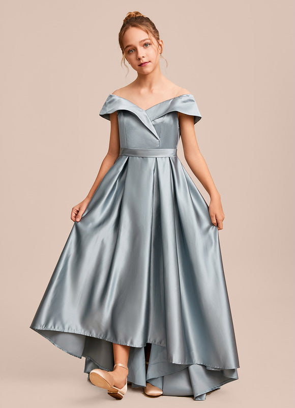 Robe Pastel Satin Bleu Émeraude Junior - gallery 1