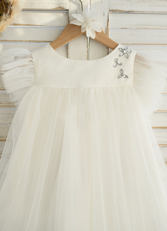 Robe Pastel Fille Mariage Blanche Tulle - gallery 2