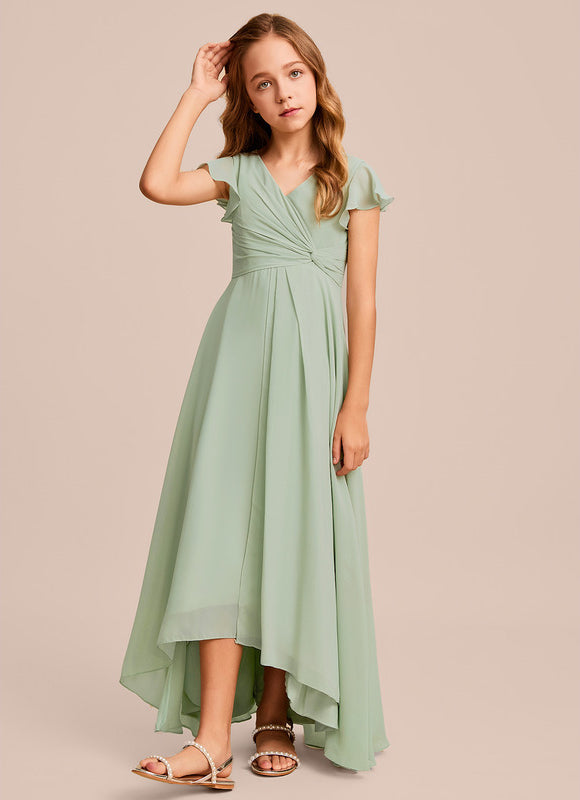 Robe Pastel Verte Trapèze Col V Junior - gallery 3