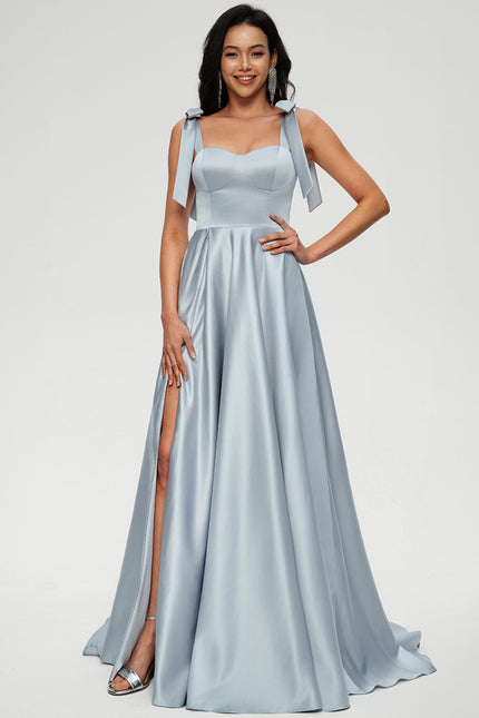 Robe Pastel Bleu Clair Col Cœur Satin