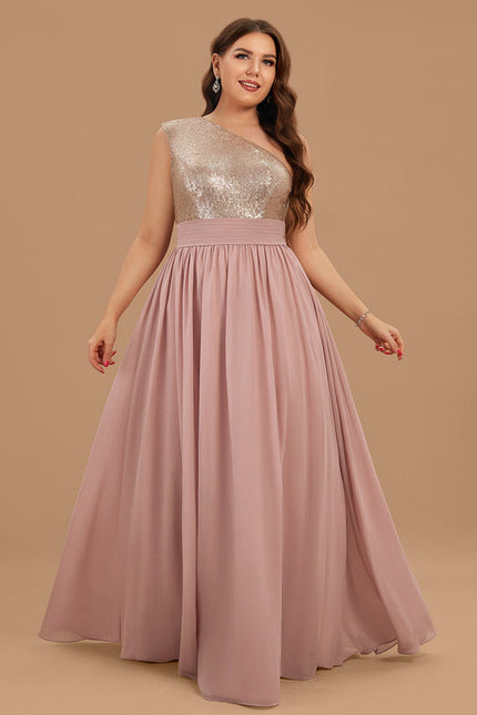 Robe Pastel Rose Décolleté Asymétrique Élégante - gallery 5