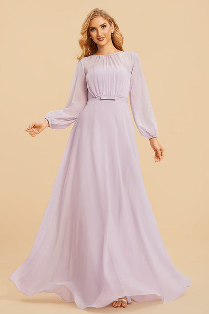 Robe Pastel Violet Longueur Ras Du Sol - gallery 1