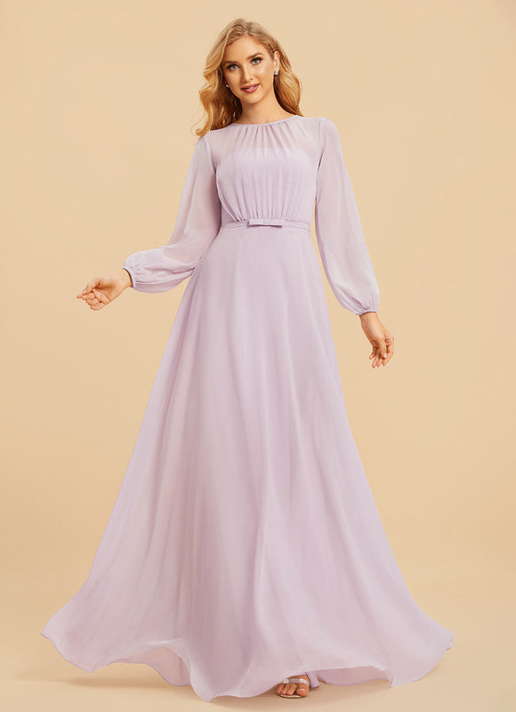 Robe Pastel Violet Longueur Ras Du Sol - gallery 1