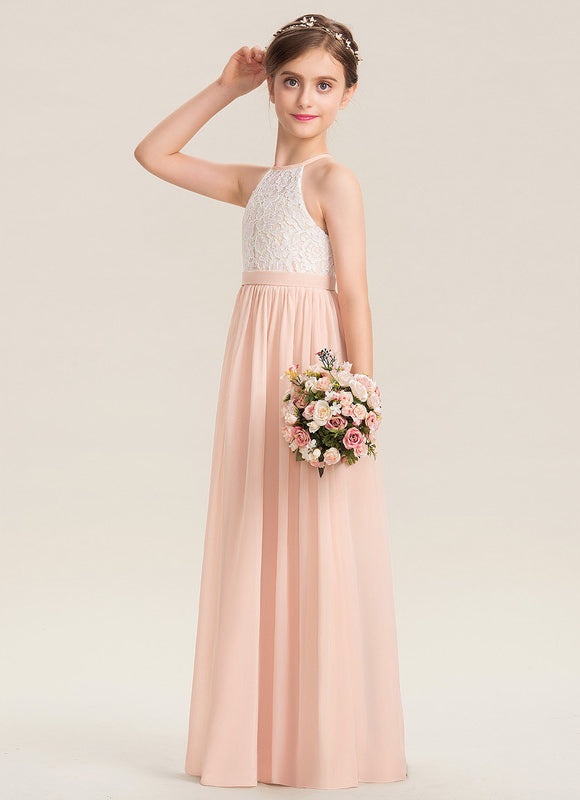 Robe Pastel Rose Col Rond Mousseline - gallery 3