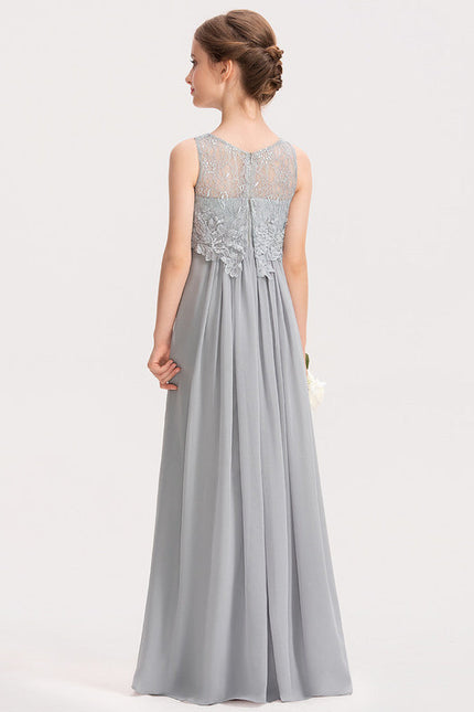 Robe Pastel Rose Demoiselle D'Honneur Col Rond - gallery 3