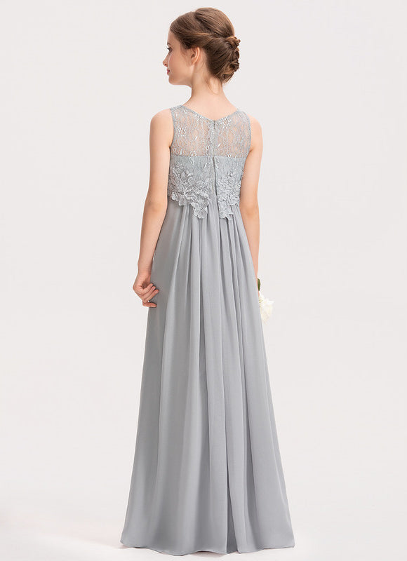 Robe Pastel Rose Demoiselle D'Honneur Col Rond - gallery 3