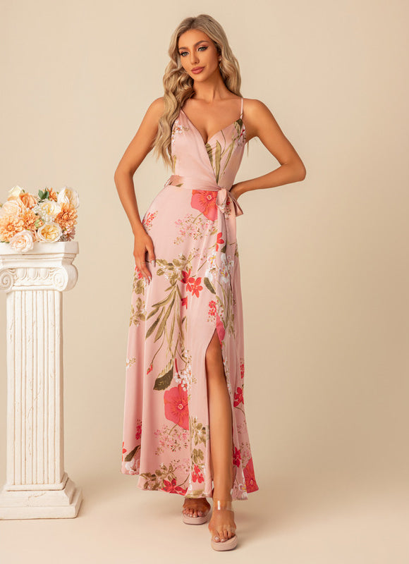 Robe Pastel Florale Rose Satinée - gallery 1