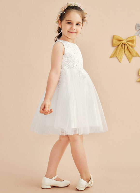 Robe Pastel Blanche Dentelle Cortège Fille - gallery 2