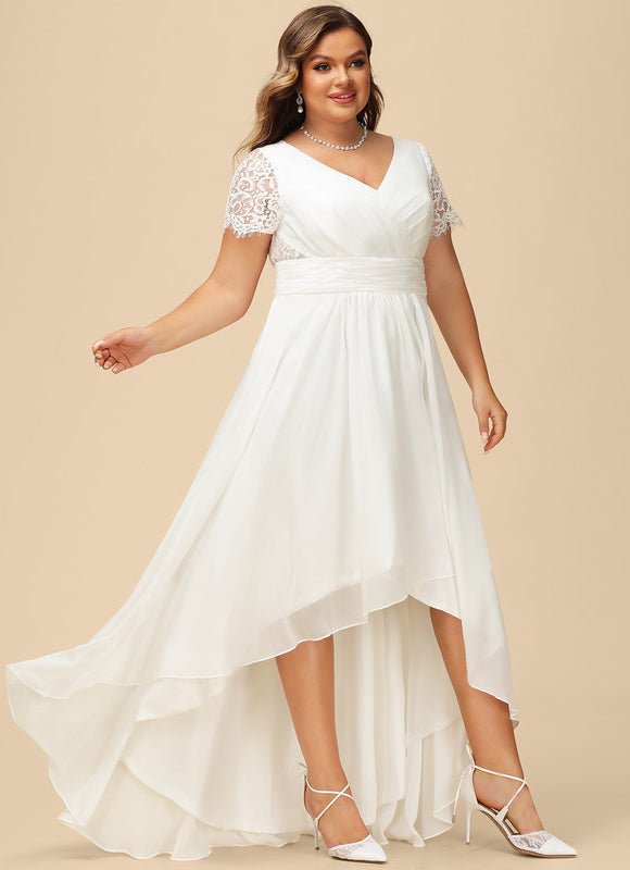 Robe Pastel Blanche Col V Asymétrique - gallery 7