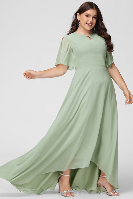 Robe Pastel Verte Mousseline À Volants - gallery 7