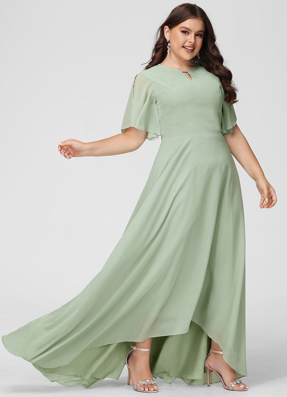 Robe Pastel Verte Mousseline À Volants - gallery 7
