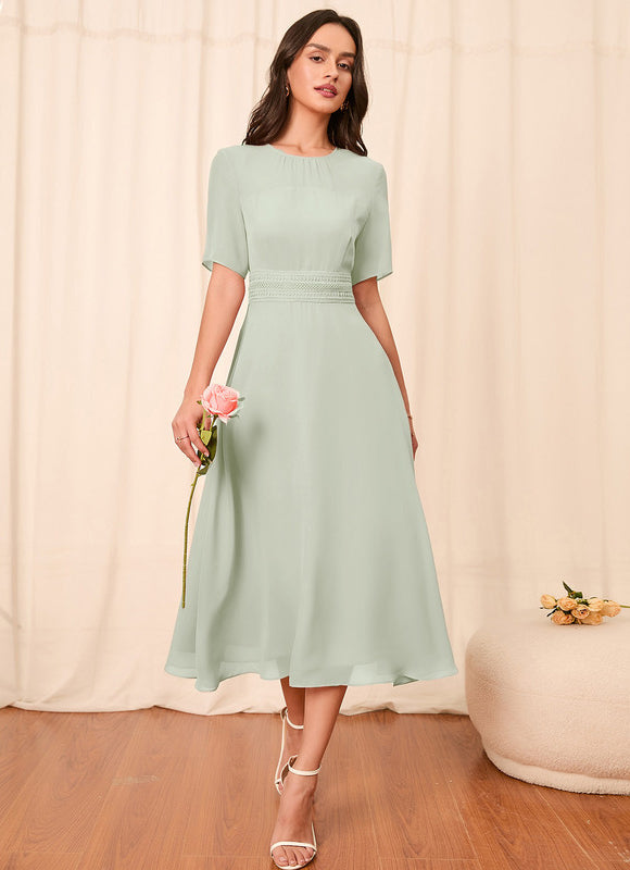 Robe Pastel Verte Col Rond Trapèze