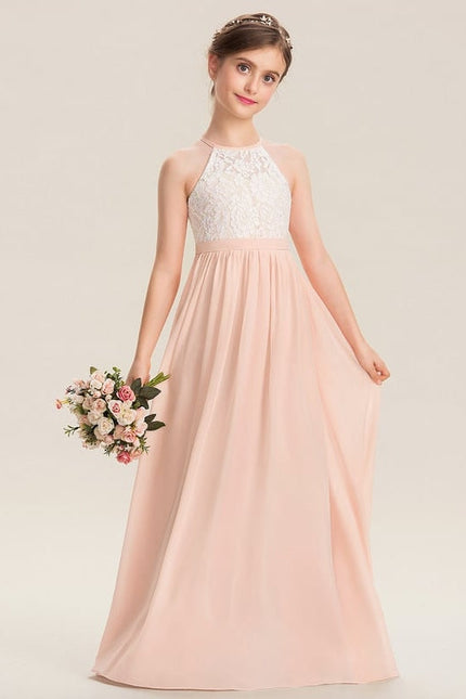 Robe Pastel Rose Demoiselle D'Honneur Longue - gallery 5