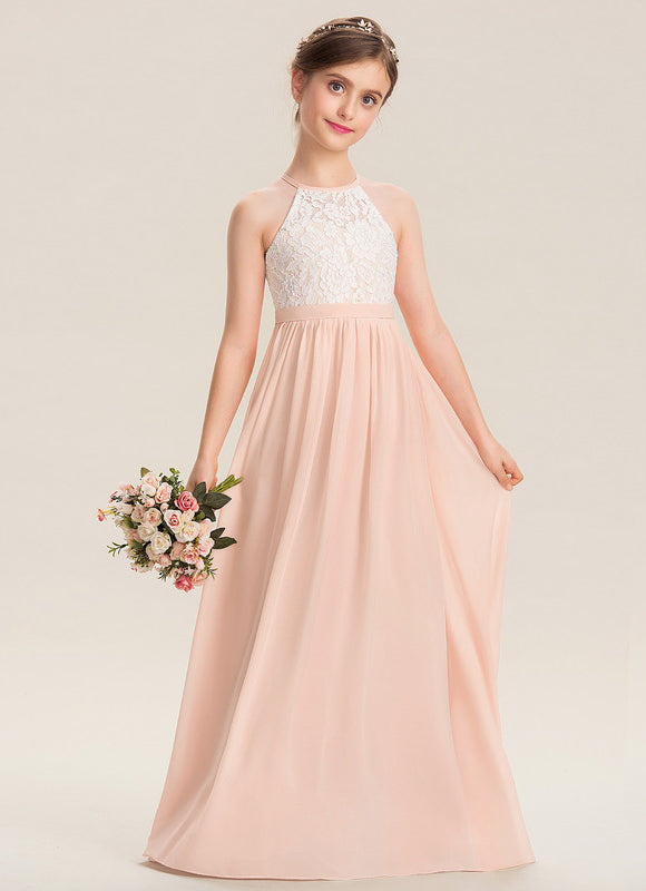 Robe Pastel Rose Col Rond Mousseline - gallery 2