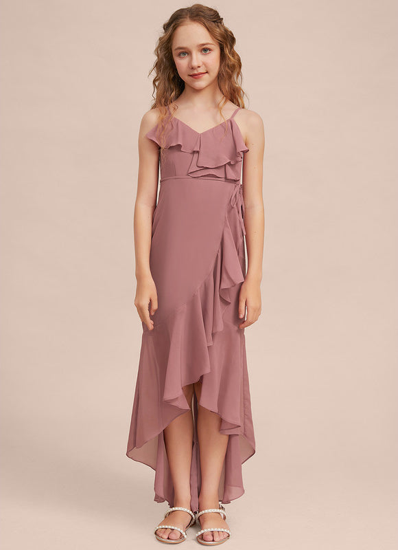 Robe Pastel Rose Demi-Longue Avec Volants - gallery 5
