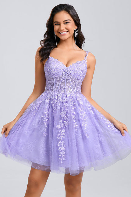Robe Pastel Rose Col V Tulle Dentelle