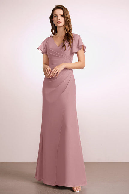 Robe Pastel Rose Demoiselle D'Honneur Longue - gallery 3
