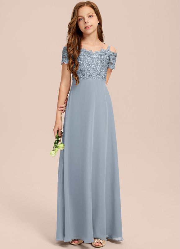 Robe Pastel Bleu Décolleté Trapèze Junior - gallery 3