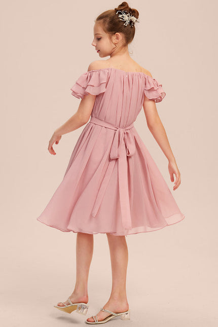 Robe Pastel Rose Épaule Dénudée Trapèze - gallery 4