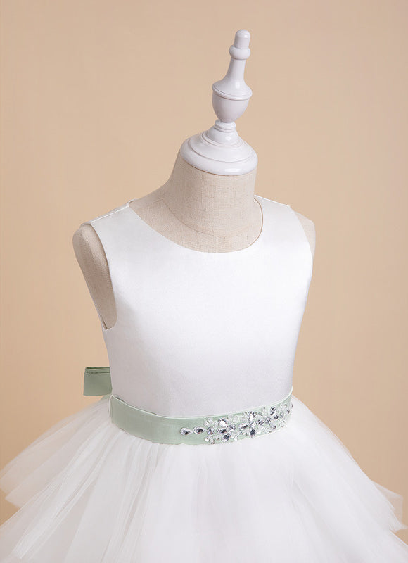 Robe Pastel Blanche Col Rond Asymétrique - gallery 7