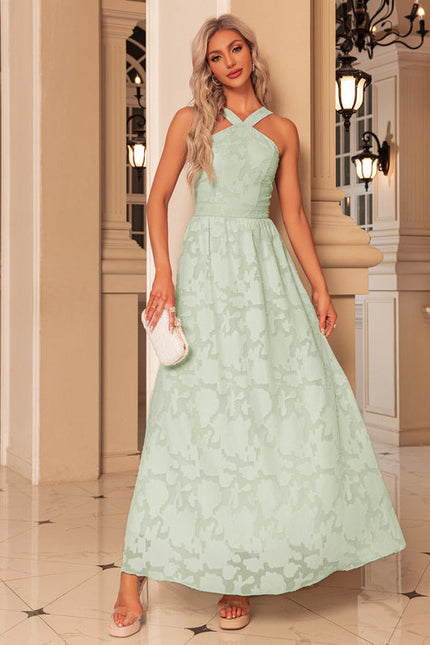 Robe Pastel Verte Maxi Trapèze Jacquard - gallery 2
