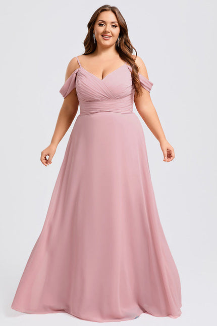 Robe Pastel Rose Décolleté Épaules Mousseline - gallery 9