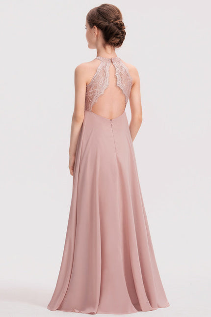 Robe Pastel Rose Demoiselle D'Honneur Longue - gallery 4