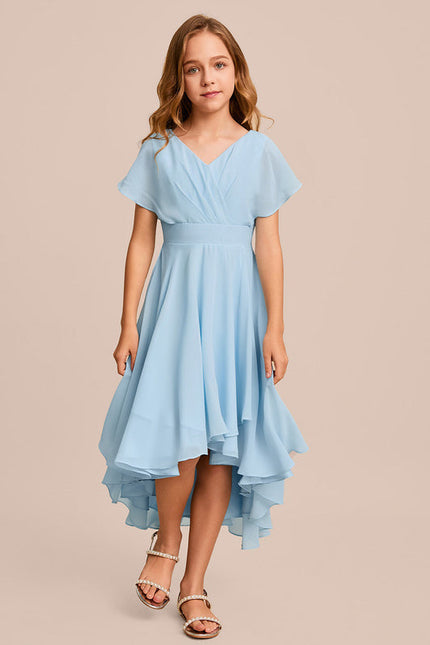 Robe Pastel Verte Trapèze Col V Junior