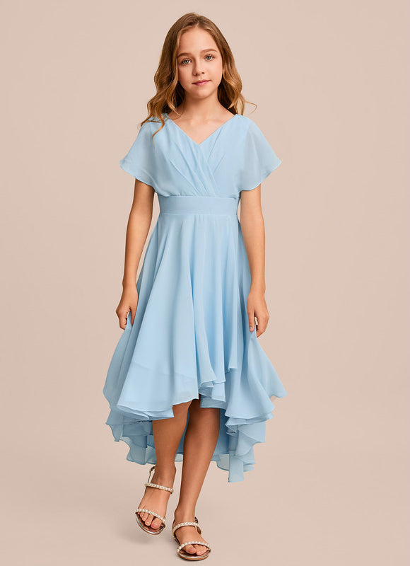 Robe Pastel Verte Trapèze Col V Junior