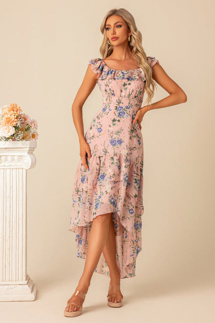 Robe Pastel Rose Imprimé Fleuri Volants - gallery 9