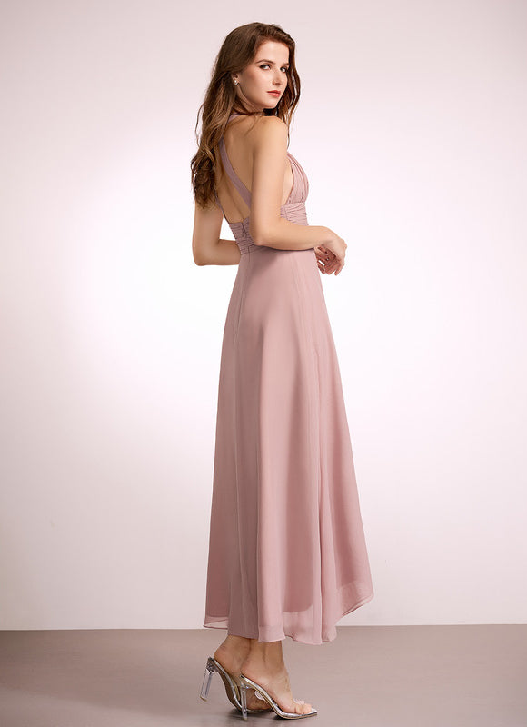 Robe Pastel Verte Col V Asymétrique - gallery 2