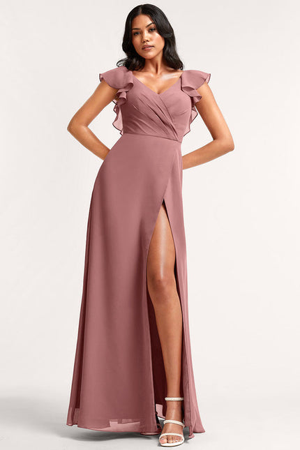 Robe Pastel Rose Demoiselle D'Honneur Élégante - gallery 1