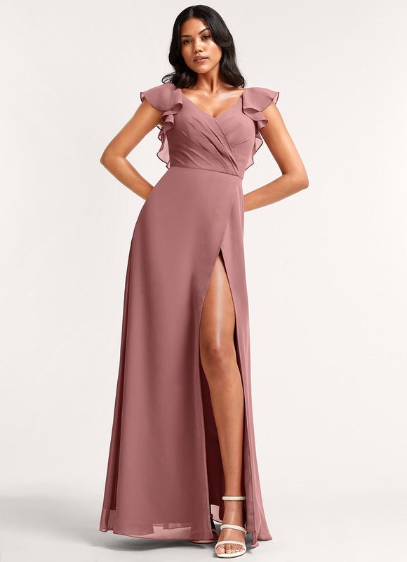 Robe Pastel Rose Demoiselle D'Honneur Élégante - gallery 1