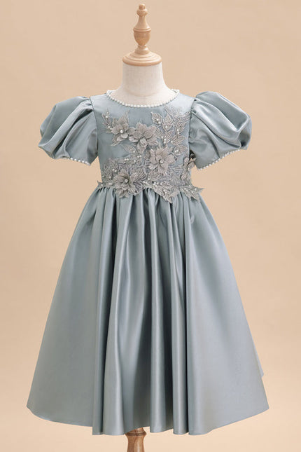 Robe Pastel Bleu Ciel Trapèze Satin - gallery 1