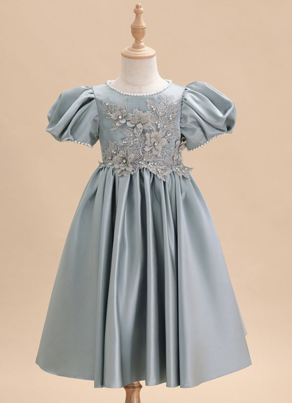 Robe Pastel Bleu Ciel Trapèze Satin - gallery 1