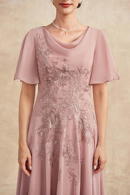 Robe Pastel Rose Dentelle Élégante Pour Mariage - gallery 6