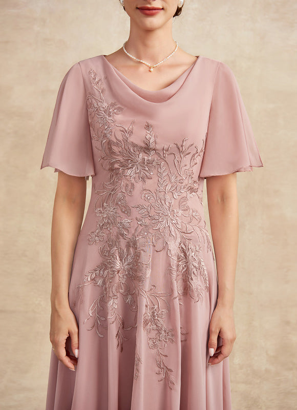 Robe Pastel Rose Dentelle Élégante Pour Mariage - gallery 6
