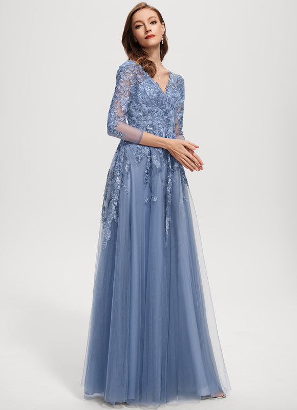 Robe Pastel Dégradé Bleu Col V Élégant - gallery 3