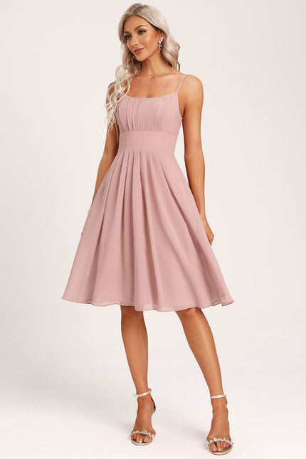 Robe Pastel Rose Mousseline Longueur Genou - gallery 2