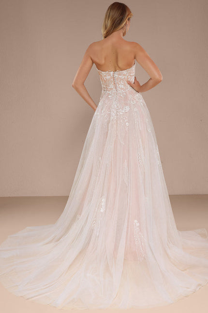 Robe Pastel Rose Épaules Dénudées Traîne Longue - gallery 8