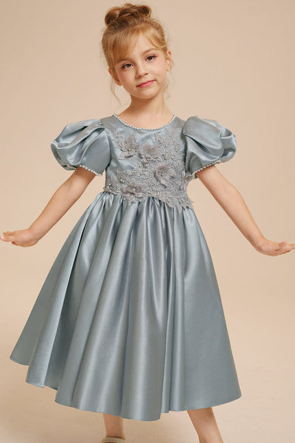 Robe Pastel Bleu Ciel Trapèze Satin - gallery 2