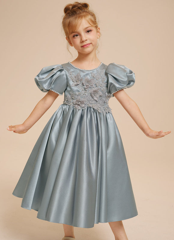 Robe Pastel Bleu Ciel Trapèze Satin - gallery 2