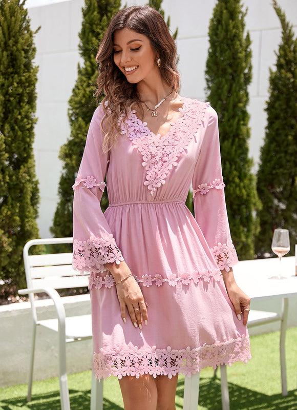 Robe Dentelle Rose Pastel - gallery 5