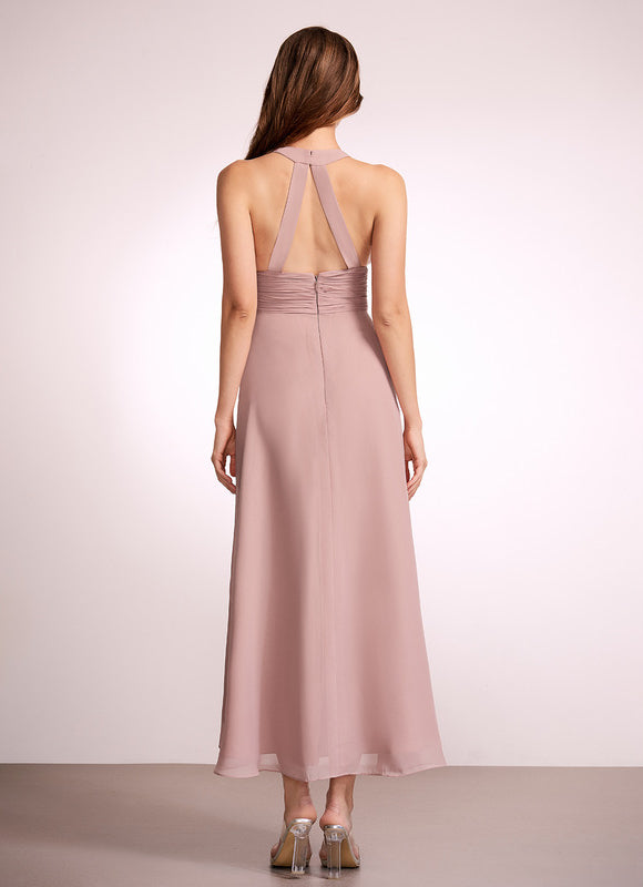 Robe Pastel Verte Col V Asymétrique - gallery 5