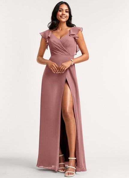 Robe Pastel Rose Demoiselle D'Honneur Élégante