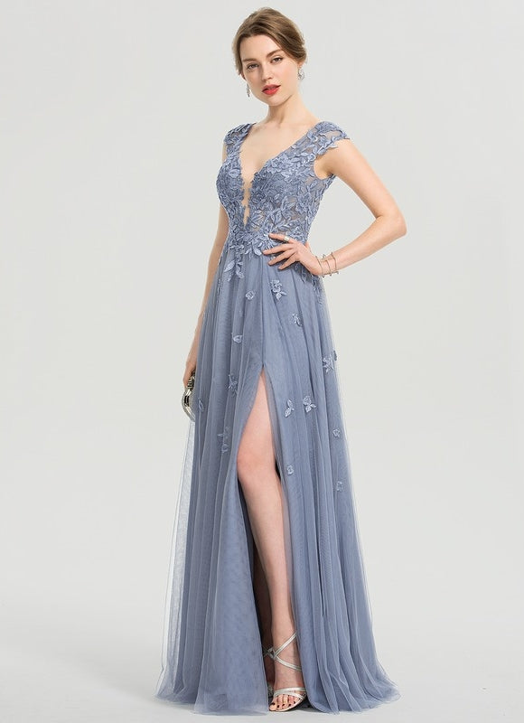 Robe Pastel Dégradé Bleu Col V Élégant - gallery 4