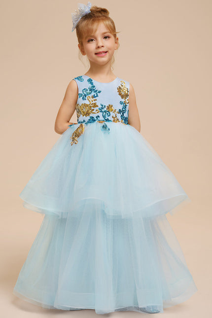Robe Pastel Bleu Col Rond Princesse - gallery 3