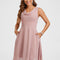 Robe Pastel Rose Col Bénitier Asymétrique