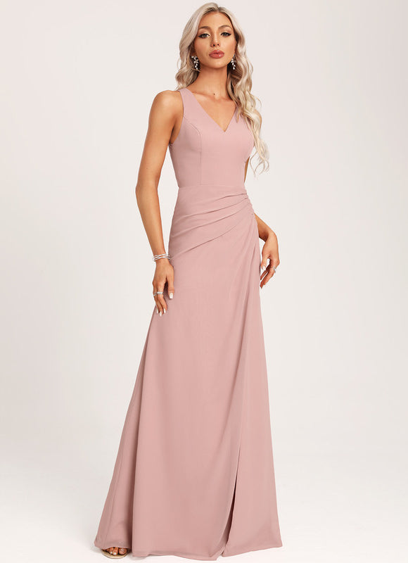 Robe Pastel Rose Demoiselle D'Honneur Élégante - gallery 5